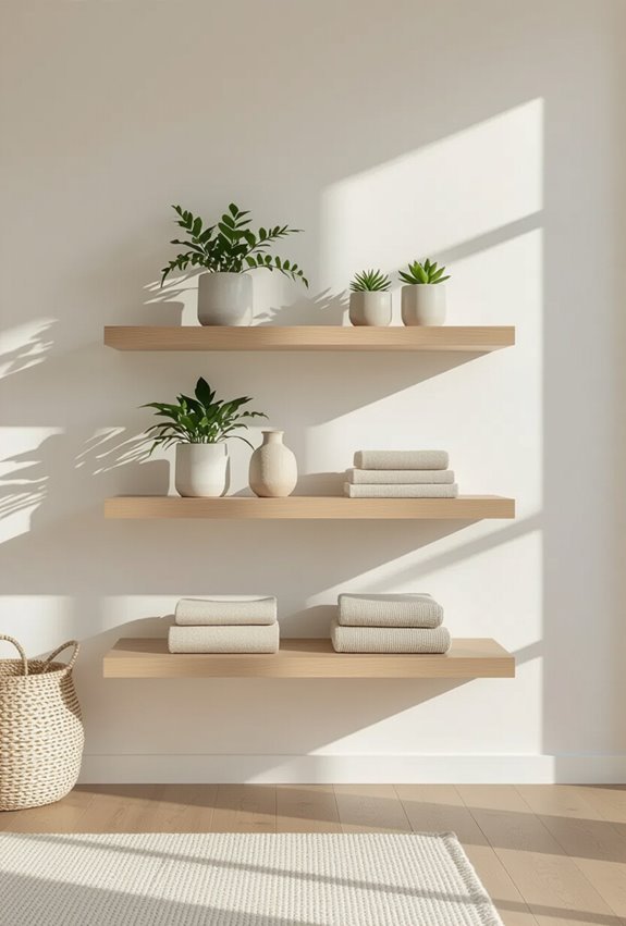 floating shelves staggered heights