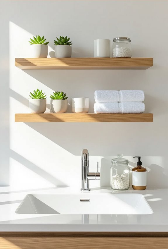 floating shelves with lighting