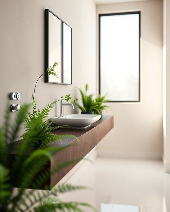 floating shelves with plants
