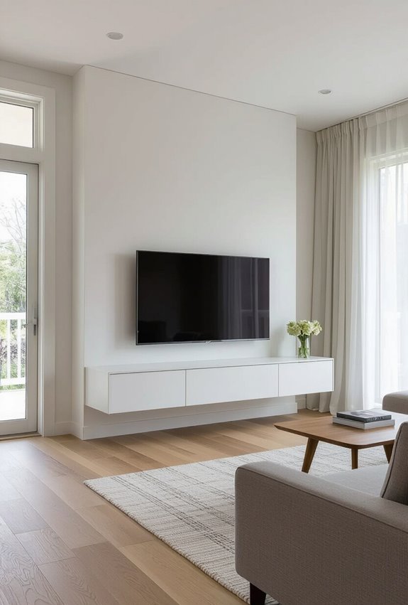 floating tv unit with lighting
