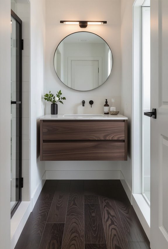 floating vanity enhances depth