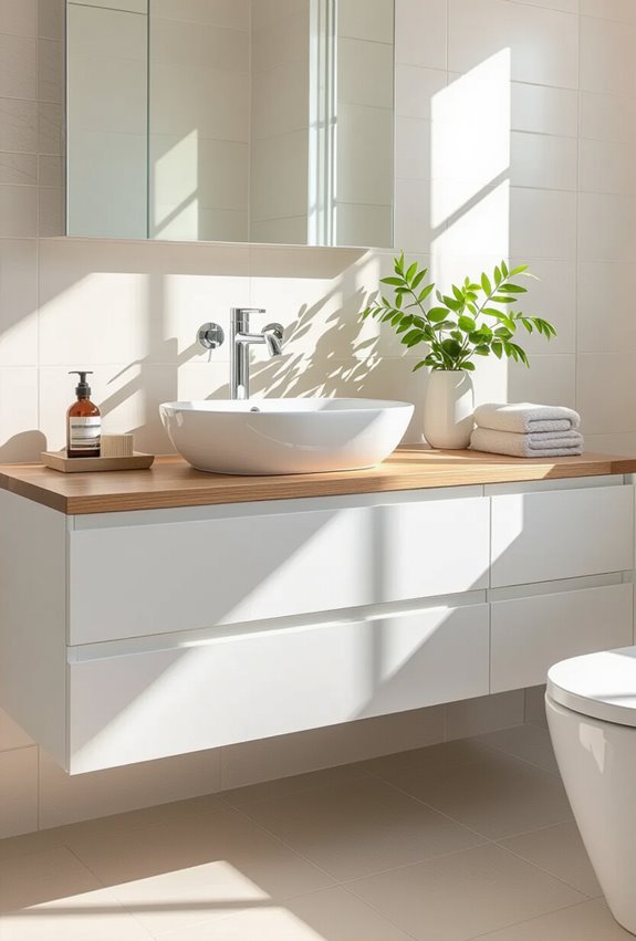 floating vanity frees floorspace