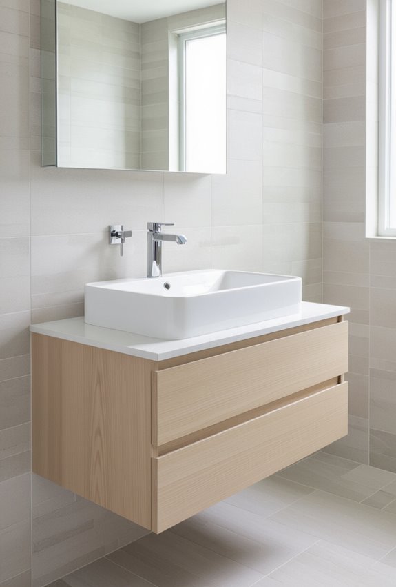 floating vanity with concealed lighting