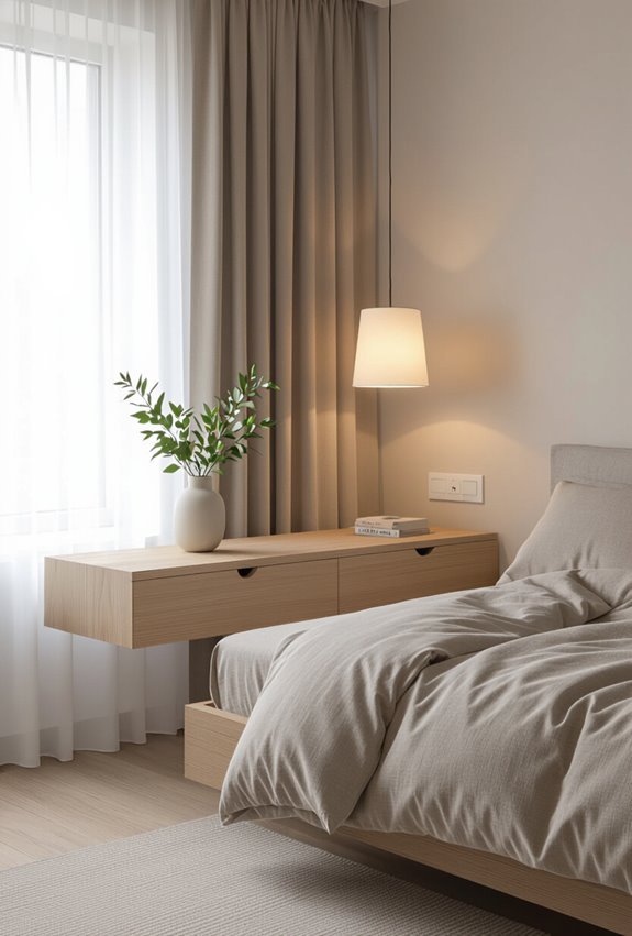 floating wall mounted bedside shelves