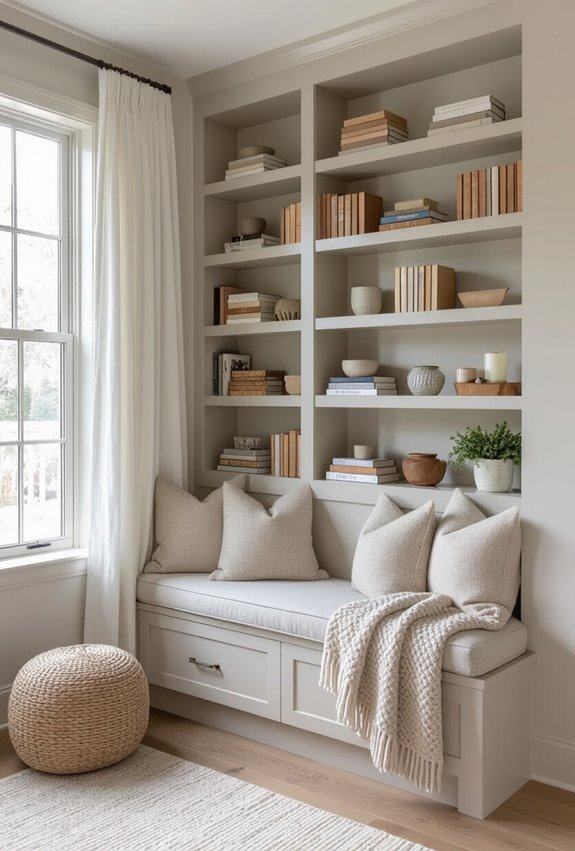 floor to ceiling built in bookshelves
