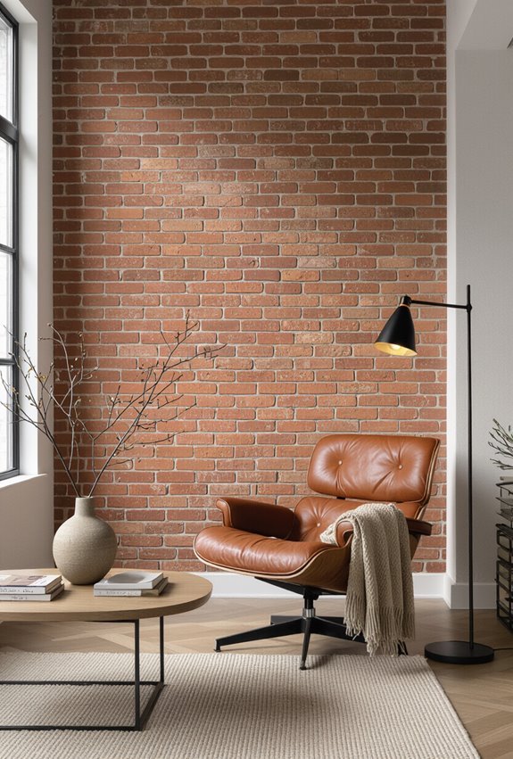floor to ceiling faux brick