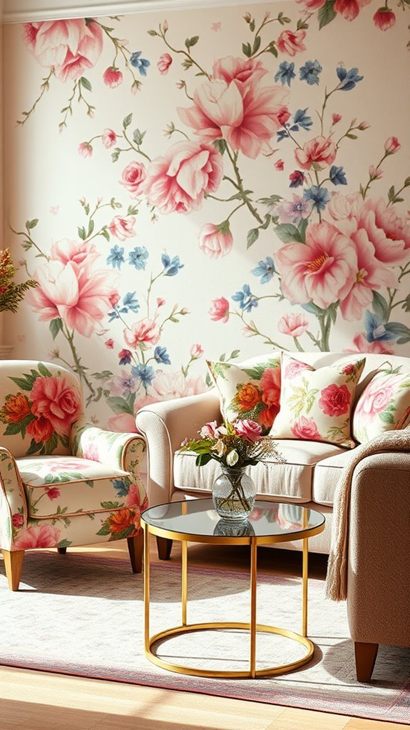 floral accents enhance furniture