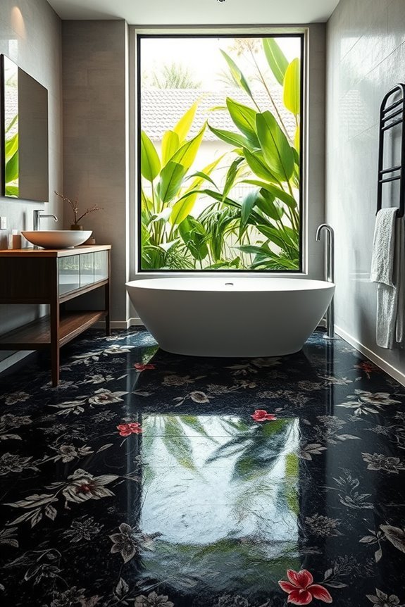 floral black mosaic flooring