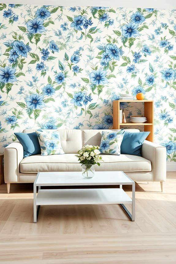 floral blue wallpaper elegance