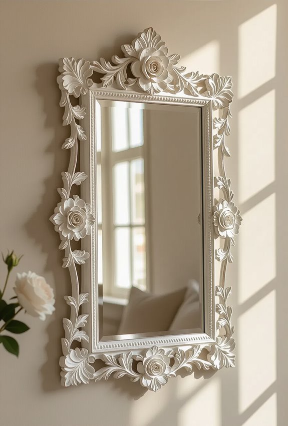 floral carved vintage mirror