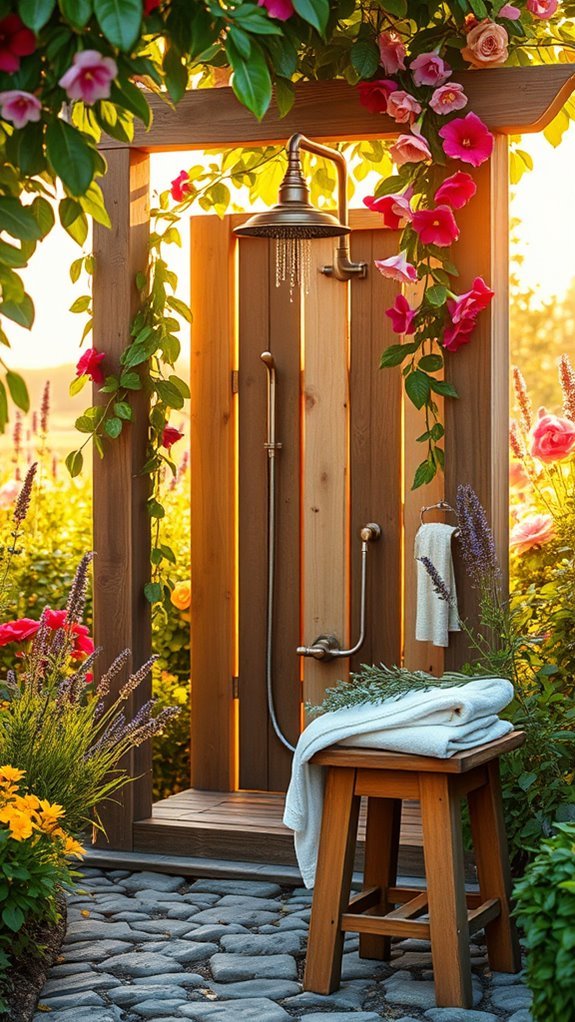 floral decor for outdoor shower