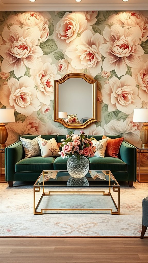 floral fabric and wallpaper fusion