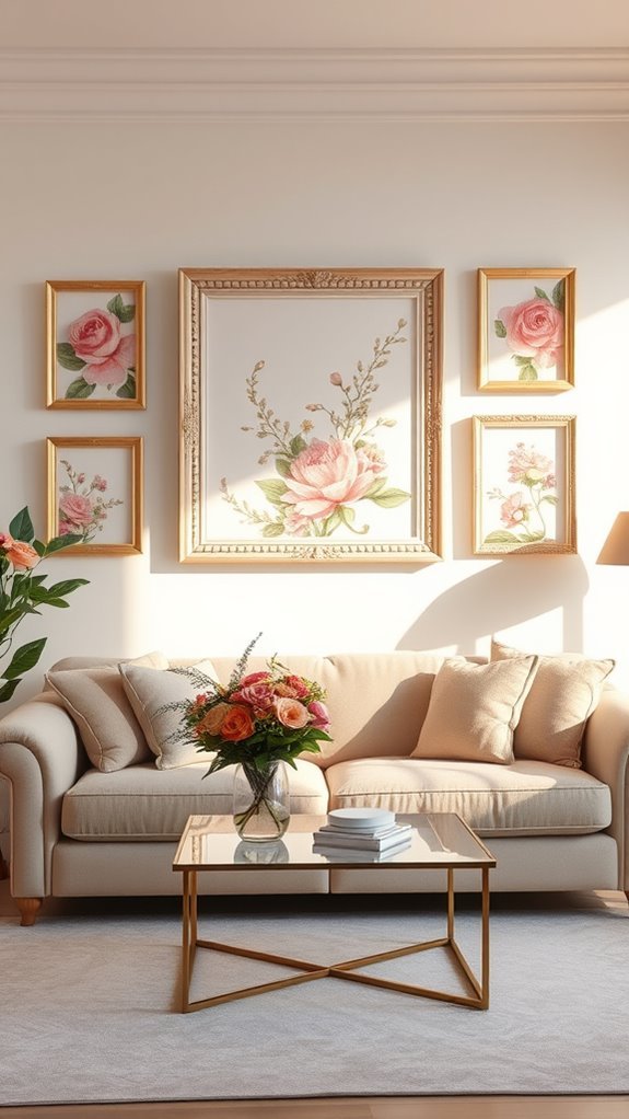 floral frames enhance artwork