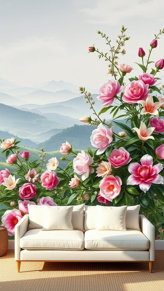 floral murals enhance tranquility