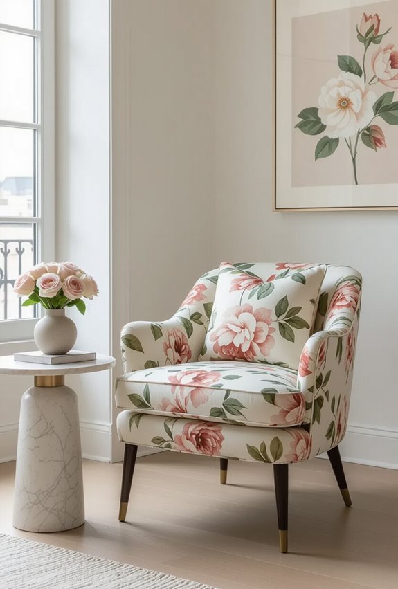 floral patterned accent chair