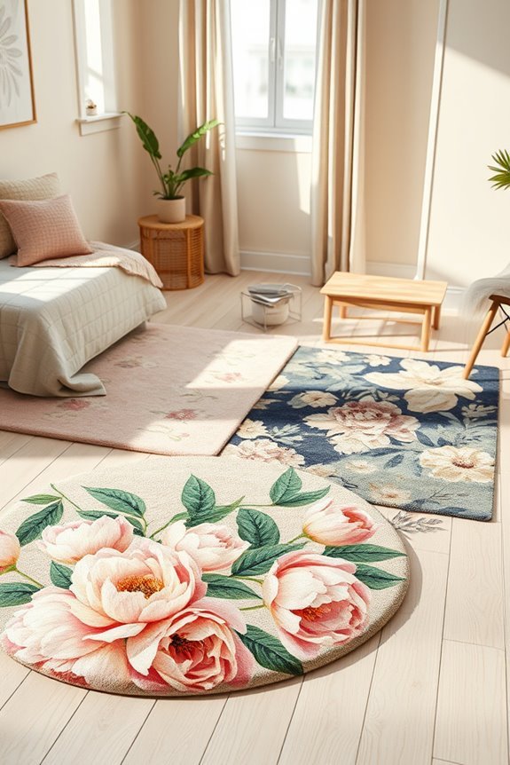 floral patterns enhance bedrooms