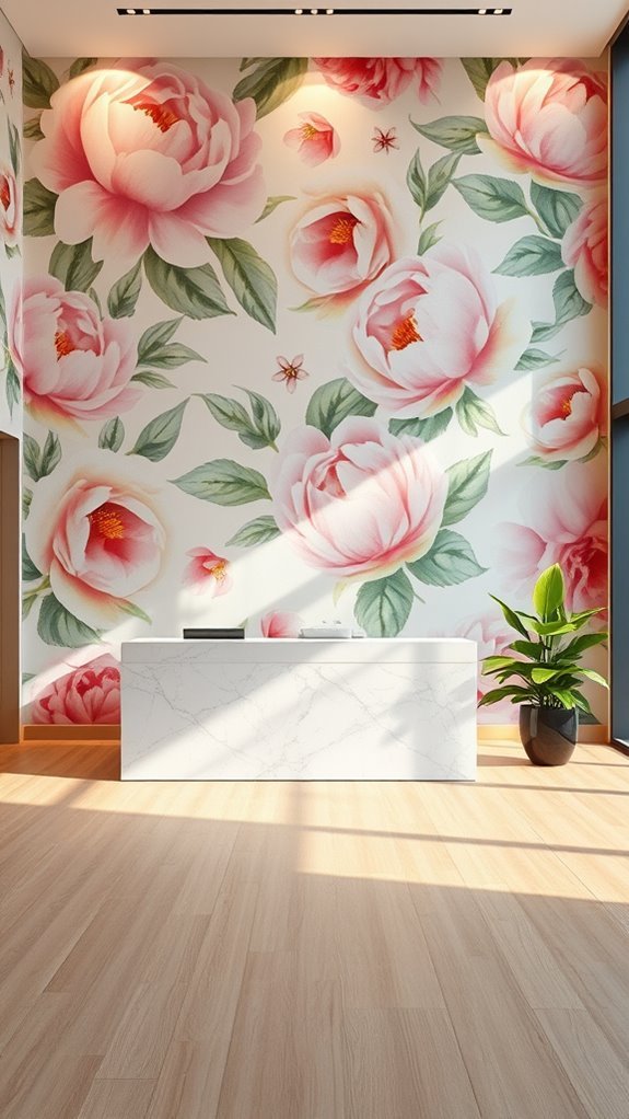 floral wallpaper enhances spaces