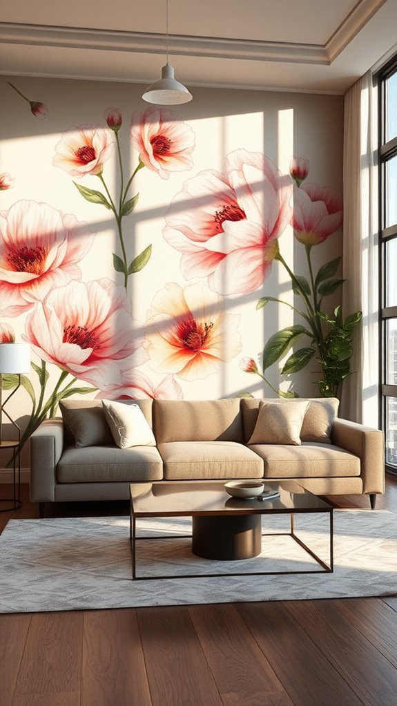 floral wallpaper lighting effects