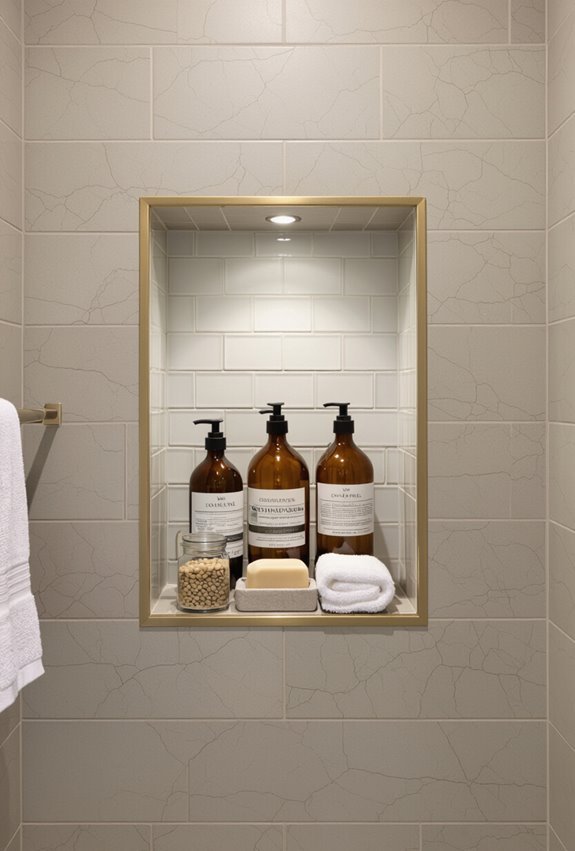 flush recessed niches for toiletries