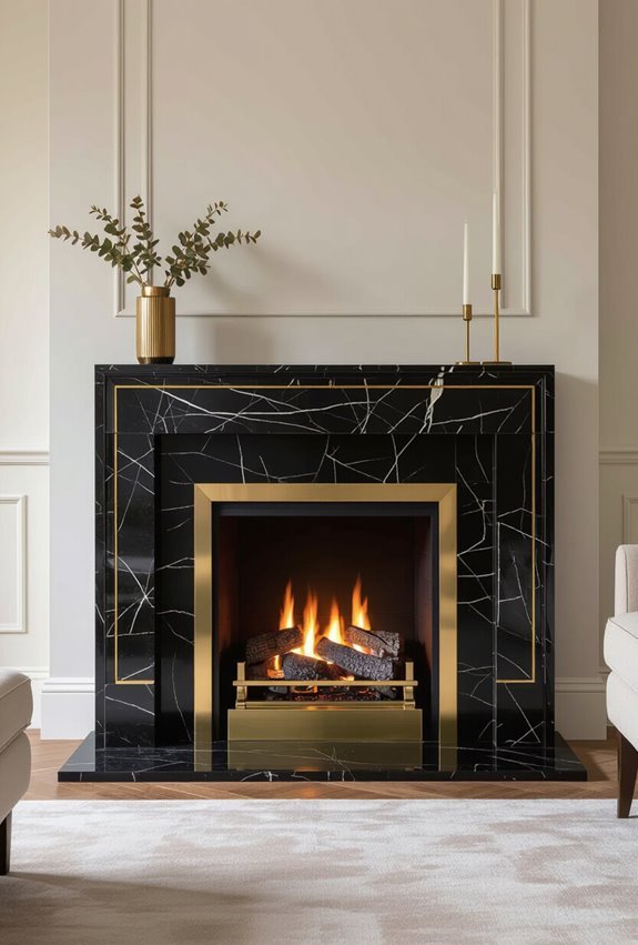 fluted bronze linear fireplace