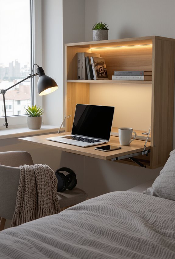 fold down bedroom workspace solution