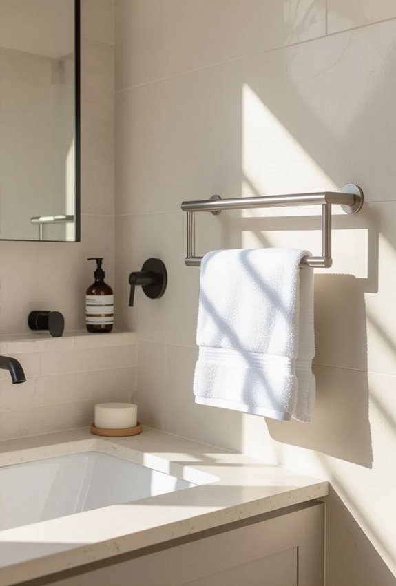fold down pivoting towel rails