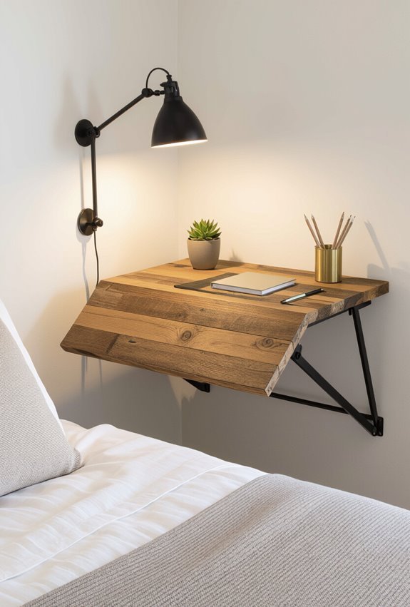 fold down salvaged wood desk