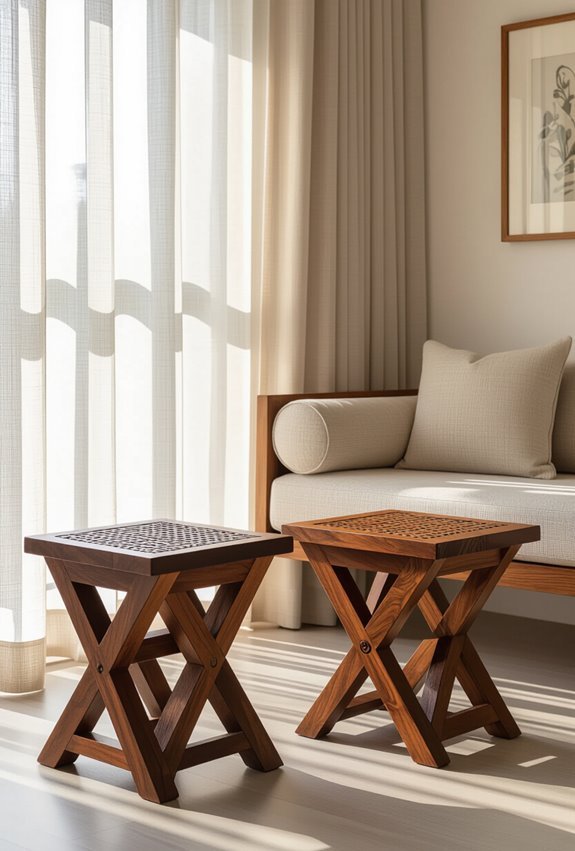 foldable indian wooden stools