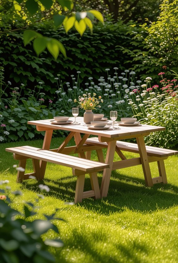 folding picnic table with cooler