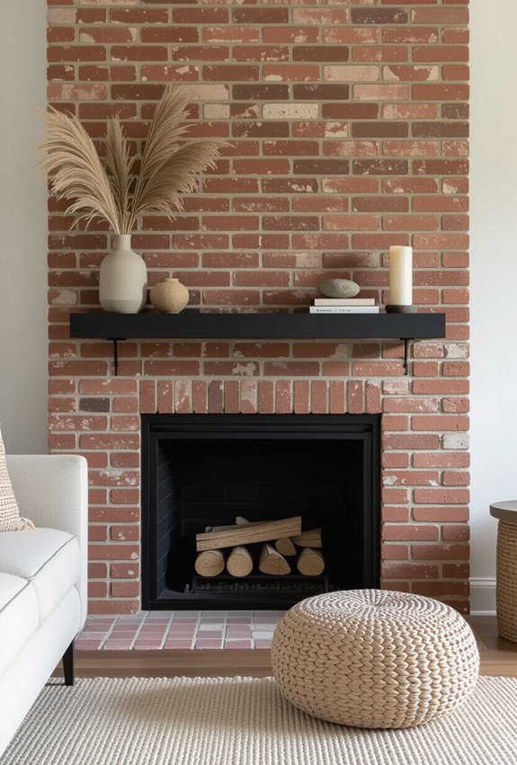 framed brick wallpaper fireplace illusion