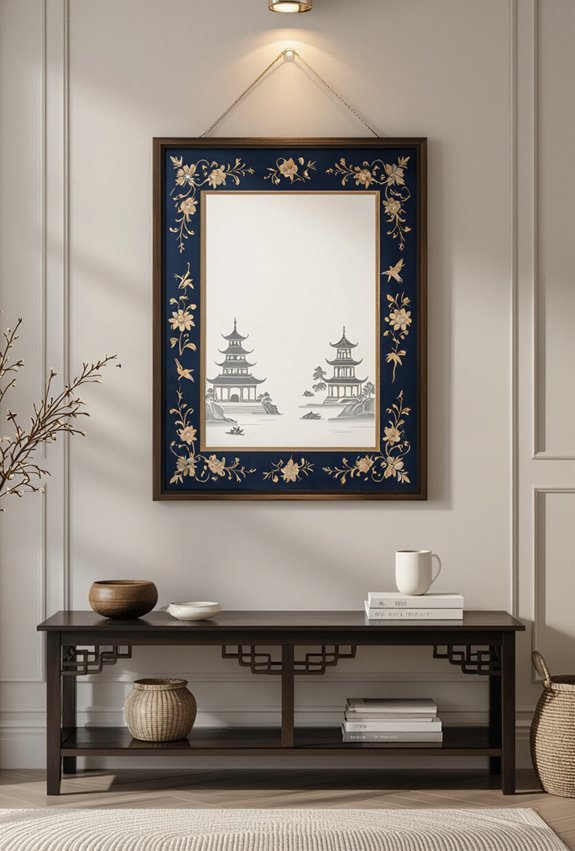 framed calligraphy with chinoiserie borders