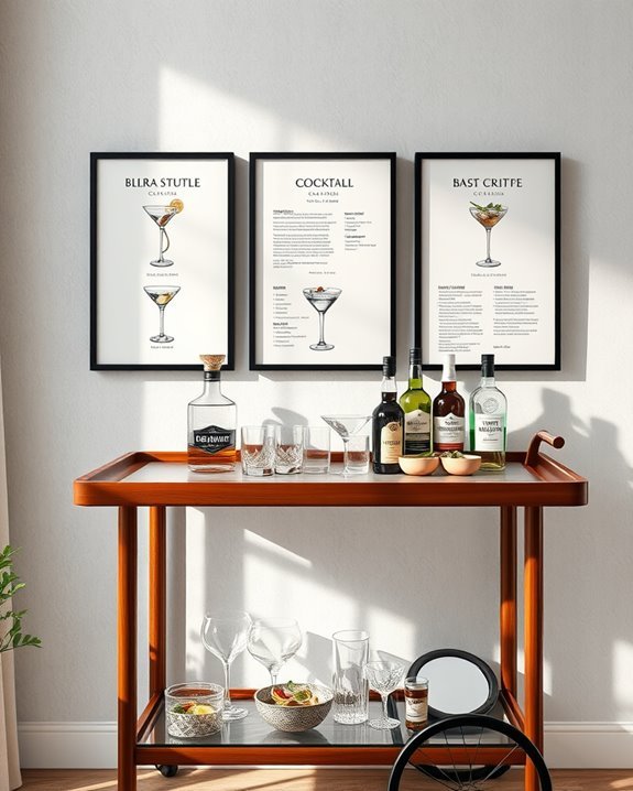 framed cocktail recipe art