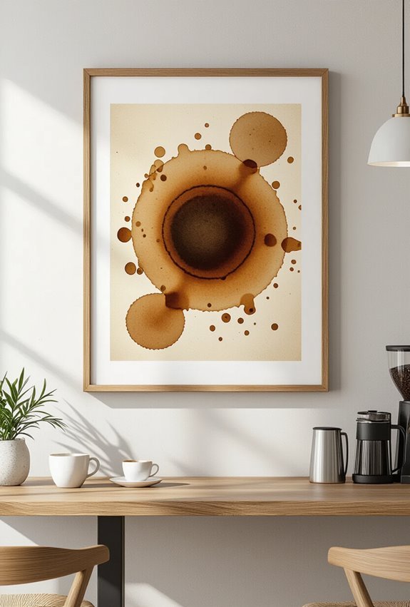 framed coffee stain sculptures