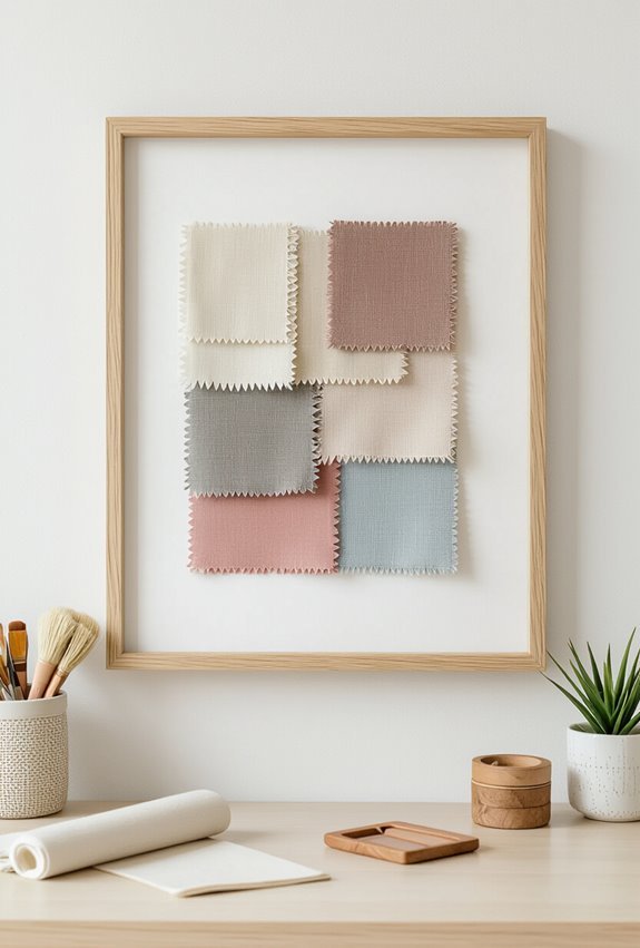 framed layered textile scrap art