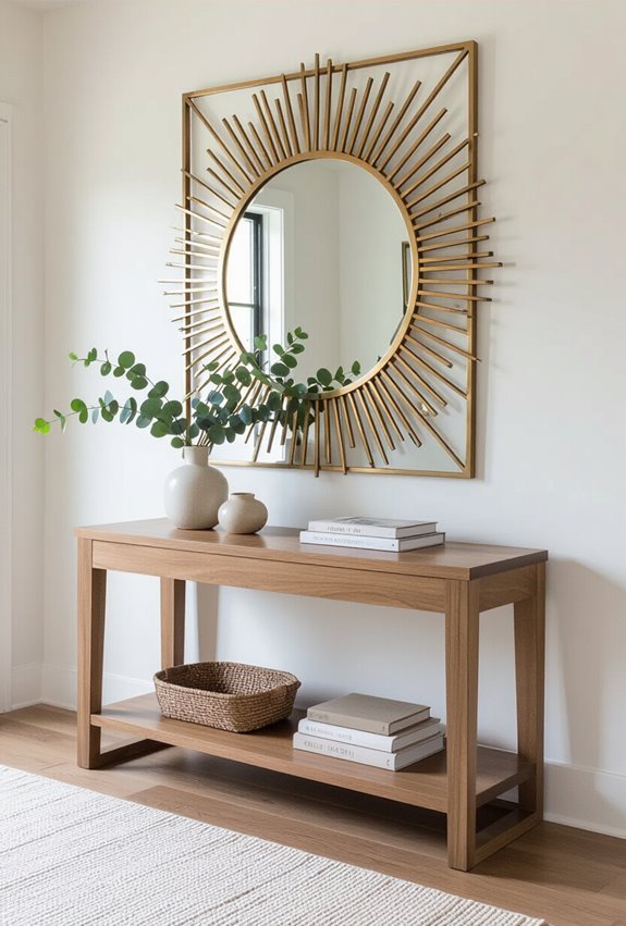 framed magnifying mirror accent