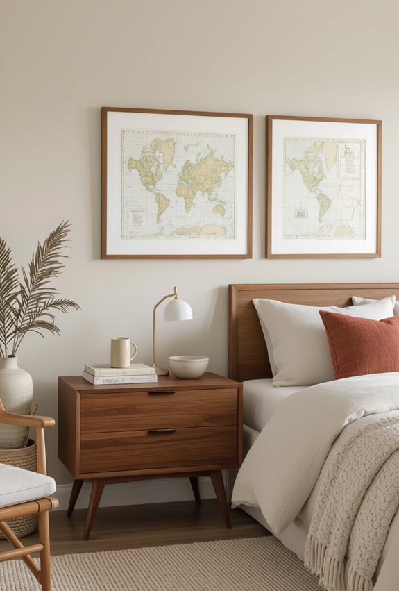framed maps and memorabilia