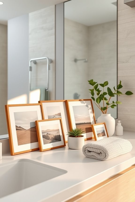 framed photos enhance bathrooms