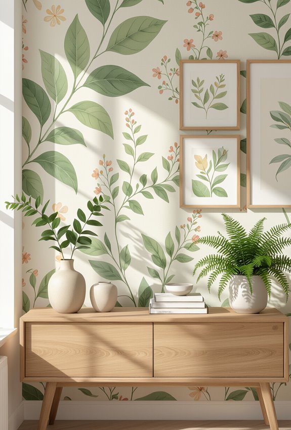 framed pressed botanical accent wall
