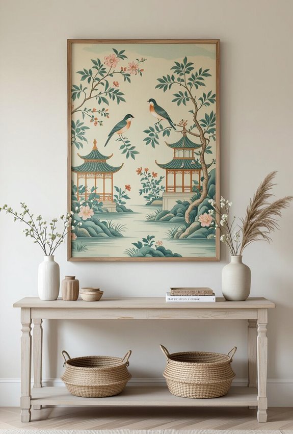 framed vintage chinoiserie wallpaper samples