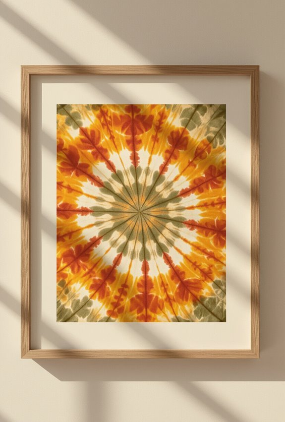 framed vintage tie dye fabric