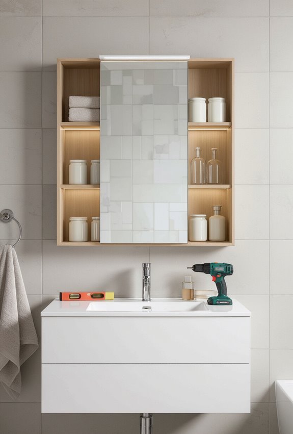 frameless anti fog mirror cabinet