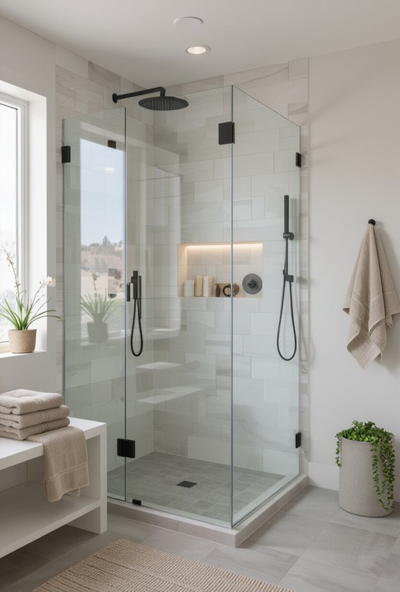 frameless curbless minimalist shower