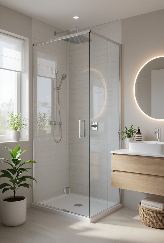 frameless glass doors enlarge space
