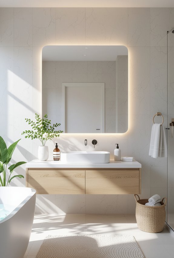 frameless large mirrors brighten space