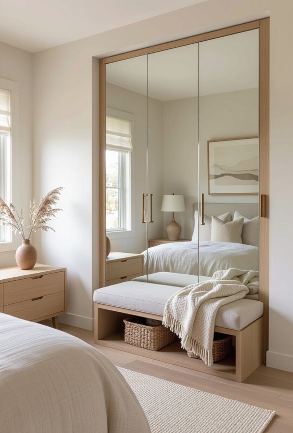 frameless mirrored cupboard storage