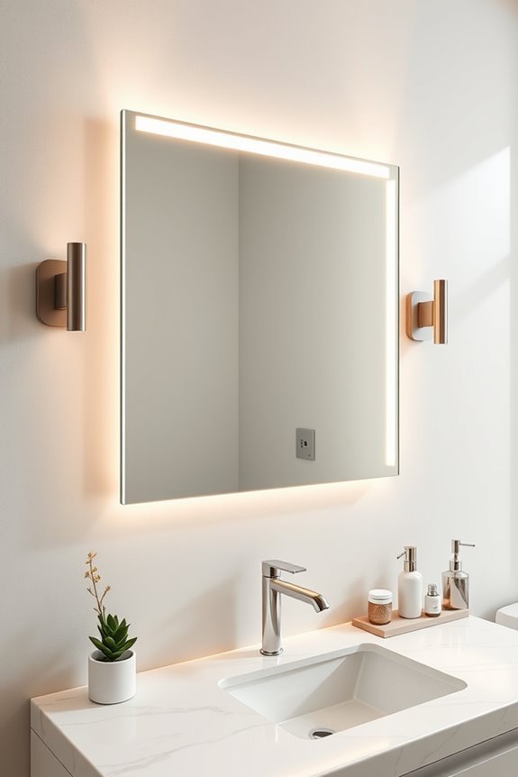frameless mirrors adjustable lighting
