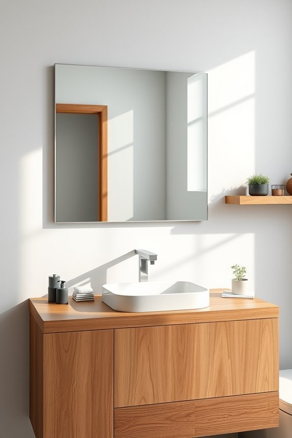 frameless mirrors with wood