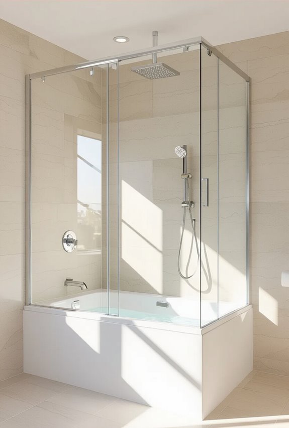 frameless sleek minimalist bathtub enclosure