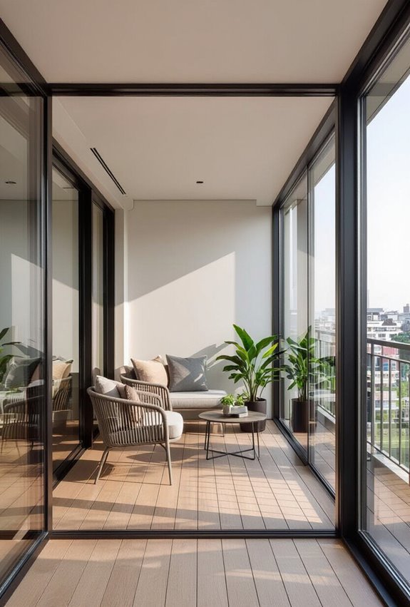 frameless thermal glazed balcony enclosure
