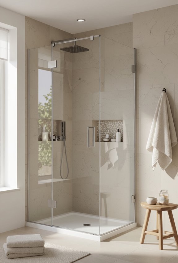 frameless transparent minimalist shower panels